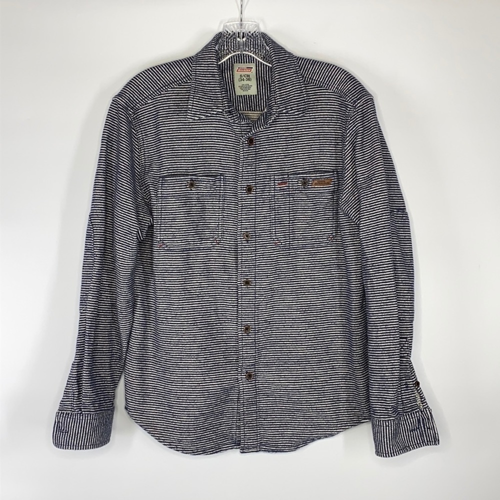 Dickies Blue White Striped Long Sleeve Button Up Shirt Size Small (34-36)